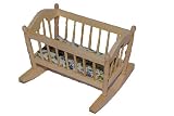 Wiege aus Holz Kinderbett Puppenbett Puppe Bett Miniatur für Puppenstube Puppenwiege Puppenhaus Maßstab 1:12 hell natur