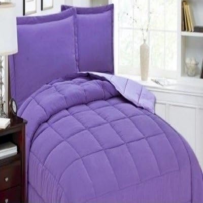 Lizo Reversible Duplex Skin Purple/Light Purple Queen Size Down Alternative Comforter Set 82"x94" 100% Polyester