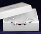 Pink Ribbon Bracelet- Bangle w/ Floating Crystal Charm (Retail)