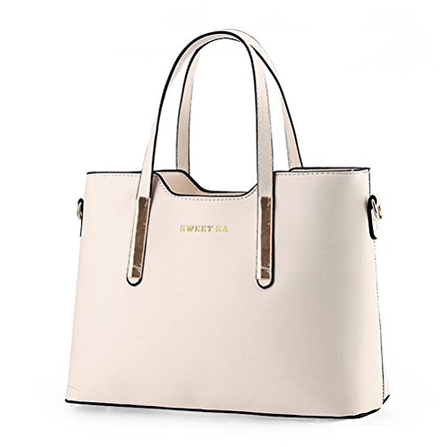 Fashion Road Genuine Leather Womens Shoulder Bags Top-Handle Handbag Tote Purse Bag White