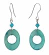 Earrings - E229 - Shell and Crystal ~ Open Oval (1/2") ~ Aqua