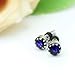 2Pcs Blue Crystal Stainless Steel Ear Stud Earring Men's Punk Cool Gothic Newest