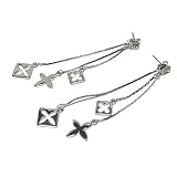 Crystal Ball and Clover Flower Long Drop Earrings Fashion Jewelry