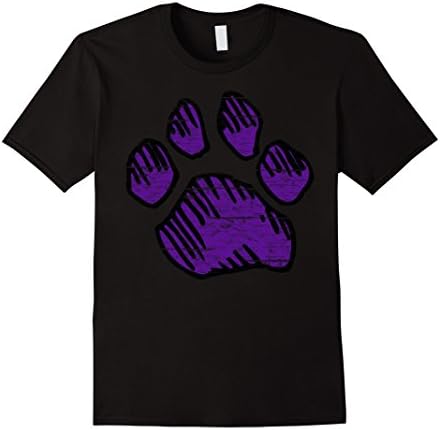 Men's Wildcat Paw Print T-Shirt for Northwestern Fans! Large Black