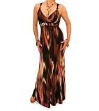 Blue Banana Brown and Gold Maxi Dress