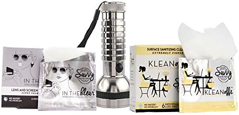 Savvy Travelers Lean Klean Kit - Wipe Essentials with Germ Spotting Black Light