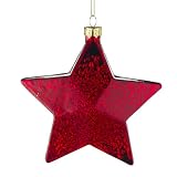 Red Glitter Star Glass Christmas Ornament