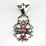 Sterling Silver Cross with Red Garnet