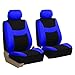 FH GROUP FH-FB030115-COMBO FH GROUP FH Group Light & Breezy Blue/Black Cloth Seat Cover Set Airbag & Split Ready- Fit Most Car, Truck, Suv, or Van