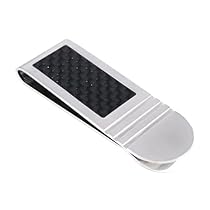Mens Stainless Steel with Carbon Fiber Detail Money Clip
