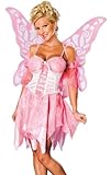 Sexy Adult Womens Costume Pink Fairy Outfit Cute Pixie Dress with Wings