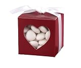 Hortense B. Hewitt Wedding Accessories Heart Window Favor Boxes, 25 Count, Red Claret