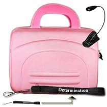 Amazon Kindle DX Pink Cube Carrying Case Bag Pouch Cube + Reading Light + Determination Hand Strap