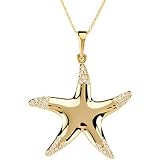 14K Yellow Gold Diamond Starfish Necklace - 0.20 Ct.