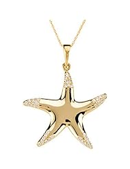 14K Yellow Gold Diamond Starfish Necklace - 0.20 Ct. -- LIFETIME WARRANTY