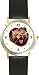 Grizzly Bear or Brown Bear Animal - WATCHBUDDY&Acirc;&reg; DELUXE TWO-TONE THEME WATCH - Arabic Numbers - Black Leather Strap-Size-Large ( Men's Size or Jumbo Women's Size )