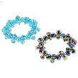 Set of 2 Faceted Rondell Glass & Bead Stretchy Bracelets - 7.5'' Length - Aqua and AB Rainbow