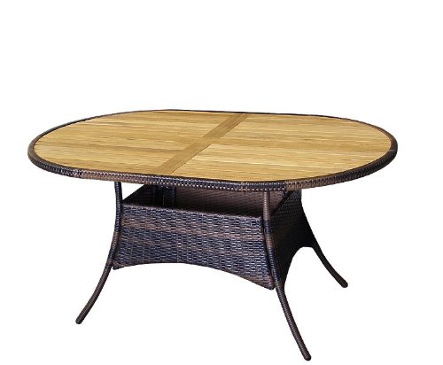 Gartentisch Teakholz & Poly Rattan 150x96cm