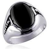 Charismatic Style: Sterling Silver and Oval Onyx Ring for Men