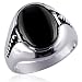 Jewelry : Charismatic Style: Sterling Silver and Oval Onyx Ring for Men