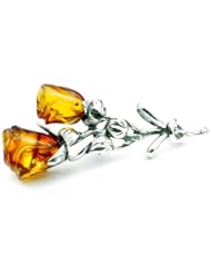 SilverAmber 925 Sterling Silver & Baltic Amber Jewellery - Unique Brooch BR0070