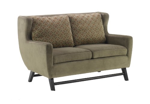 Armen Living 1038 Midtown Loveseat, Mellow Green Fabric Cover