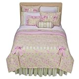 Flower Basket Standard Pillow Case in Pink and Green