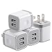 X-EDITION USB Wall Charger,4-Pack 2.1A Dual Port USB Cube Power Adapter Wall Charger Plug Charging Block Cube for iPhone 8/7/6 Plus/X, iPad, Samsung Galaxy S5 S6 S7 Edge,LG, ZTE, HTC, Android (White)