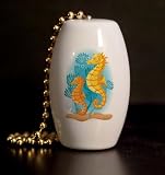 Seahorse Pair Porcelain Fan / Light Pull