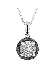 Diamond and Black Diamond Halo Pendant 1/2ctw
