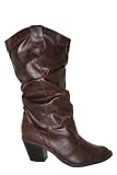 Womens Western Cowboy Mid Calf Boots Brown Lode