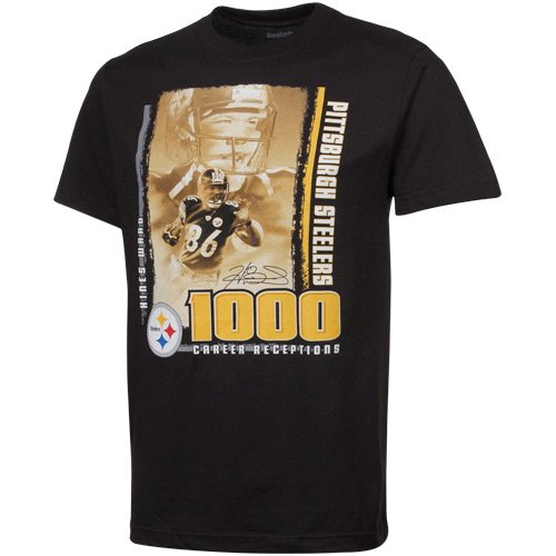 Reebok Hines Ward Pittsburgh Steelers 1000 Receptions T-Shirt - Black (Medium)