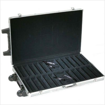 1000 piece Aluminum Poker Case with Wheels (Silver) (4 1/2H x 26 1/4W x 16D)