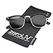 zeroUV - Half Frame Semi-Rimless Horn Rimmed Sunglasses (Matte Black-Silver/Green)