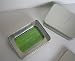Rectangular Glass Paperweight With Green Background and Inscription