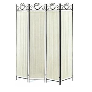 4 Panel Folding Black Metal Screen Room Divider