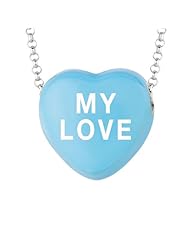 Sterling Silver 17mm Blue enamel Sweethearts MY LOVE Heart Pendant