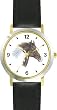 Brown and White Paint or Pinto Horse - JP - Horse - WATCHBUDDY&reg; DELUXE TWO-TONE THEME WATCH - Arabic Numbers - Black Leather Strap-Women's Size-Small