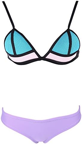 Sardine Kiss Women Neoprene Mesh Triangle Bikini Set Swimsuits