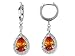 Original Star K(tm) Simulated Mexican Fire Opal Drop Earrings dangling on Huggie Hoop in 925 Sterlin