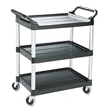Rubbermaid FG342488 Black 200 lbs Capacity Plastic Utility Cart with 4-Inch Swivel Casters