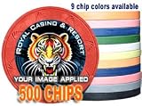Custom Poker Chips: Put your image, Promotional Logo, or Design on a chip - 500 Full Color Authentic Casino Clay poker chips