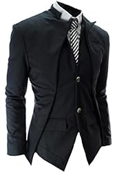 ns unbalance 2 button china collar jacket Dark g