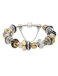 White and black murano glass beads gold plated charms European complete beaded 2013 Mothers Day gifts new arrivals silver plated bracelets compatible with Pandora Jewelry