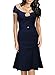 Miusol Women's Vintage Polka Dot Neck 1950'S Claasical Slim Cap Sleeve Evening Dress,Blue,Small