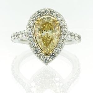3.75ct Fancy Intense Yellow Pear Shape Diamond Engagement Anniversary Ring