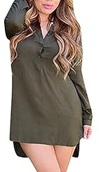 Cotton/Polyester Stretchy Long Sleeves  Shirt Tunic/Mini Dress 