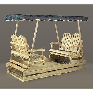 94 Rustic Piazza Natural Cedar Outdoor Wooden Deluxe Glider by