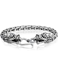 Bling Jewelry Mens Sterling Silver Antique Bali Dragon Bracelet