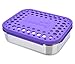 LunchBots Uno Reusable Stainless Steel Lunch Container, Stainless Steel Lid, Purple Dots Cover, Dishwasher Safe